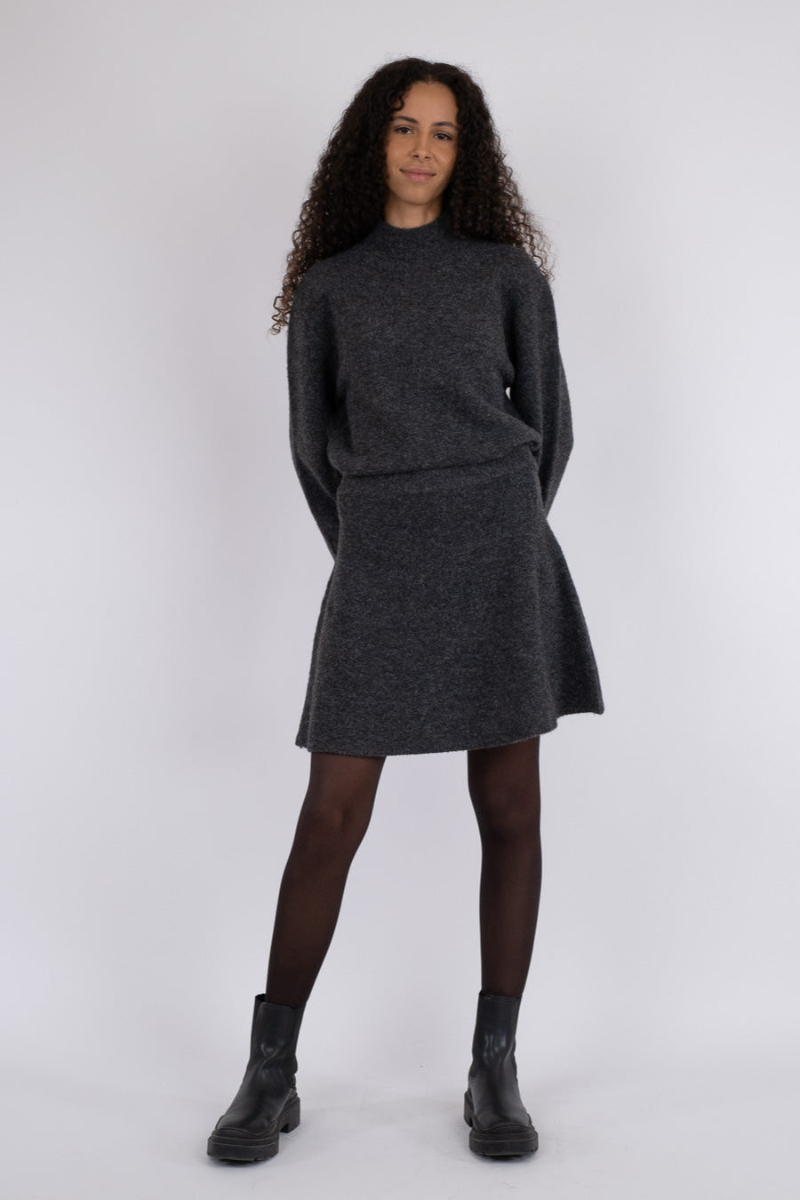 Gisa strikket nederdel - Antracit